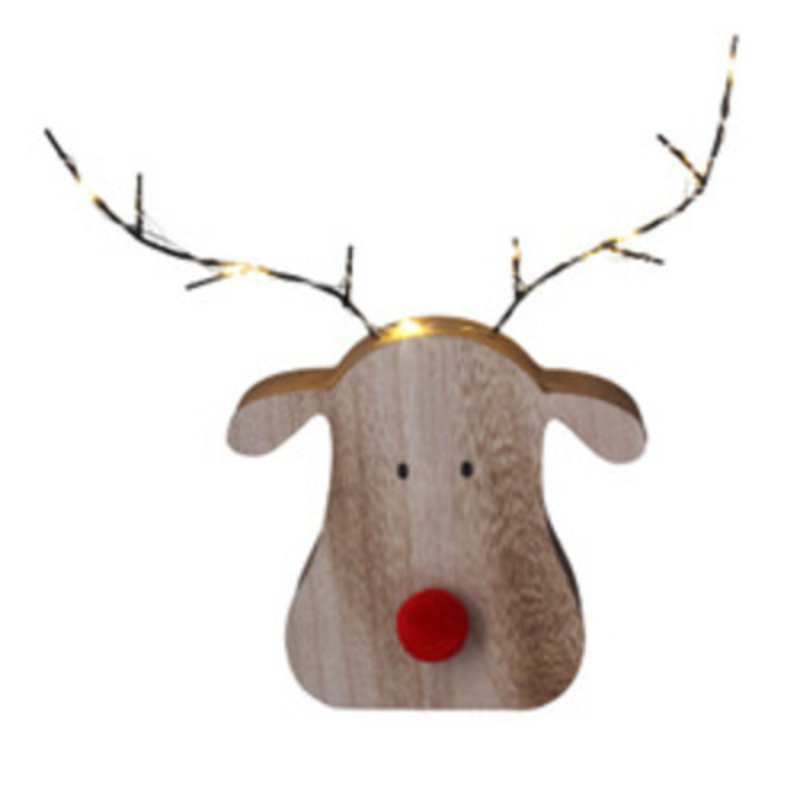 This festive wooden reindeer heads ornament complete with fluffy red nose and light up antlers is a perfect addition to your Christmas Decorations. Made by London based designer Gisela Graham who designs really beautiful and unusual Christmas decorations and gifts for your home.Ê Would suit any Christmas decor and would make a lovely Christmas gift. Needs 2 x AAA Batteries which are not included.